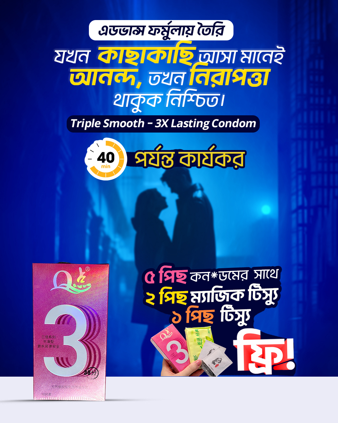 2.Triple Smooth Triple Lasting Condom new